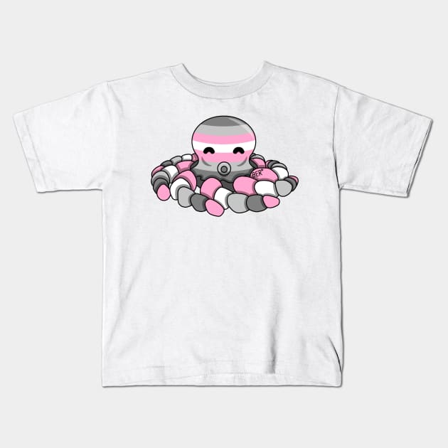 Demigirl Pride Fidget Octopus Kids T-Shirt by SentABearToSpace 